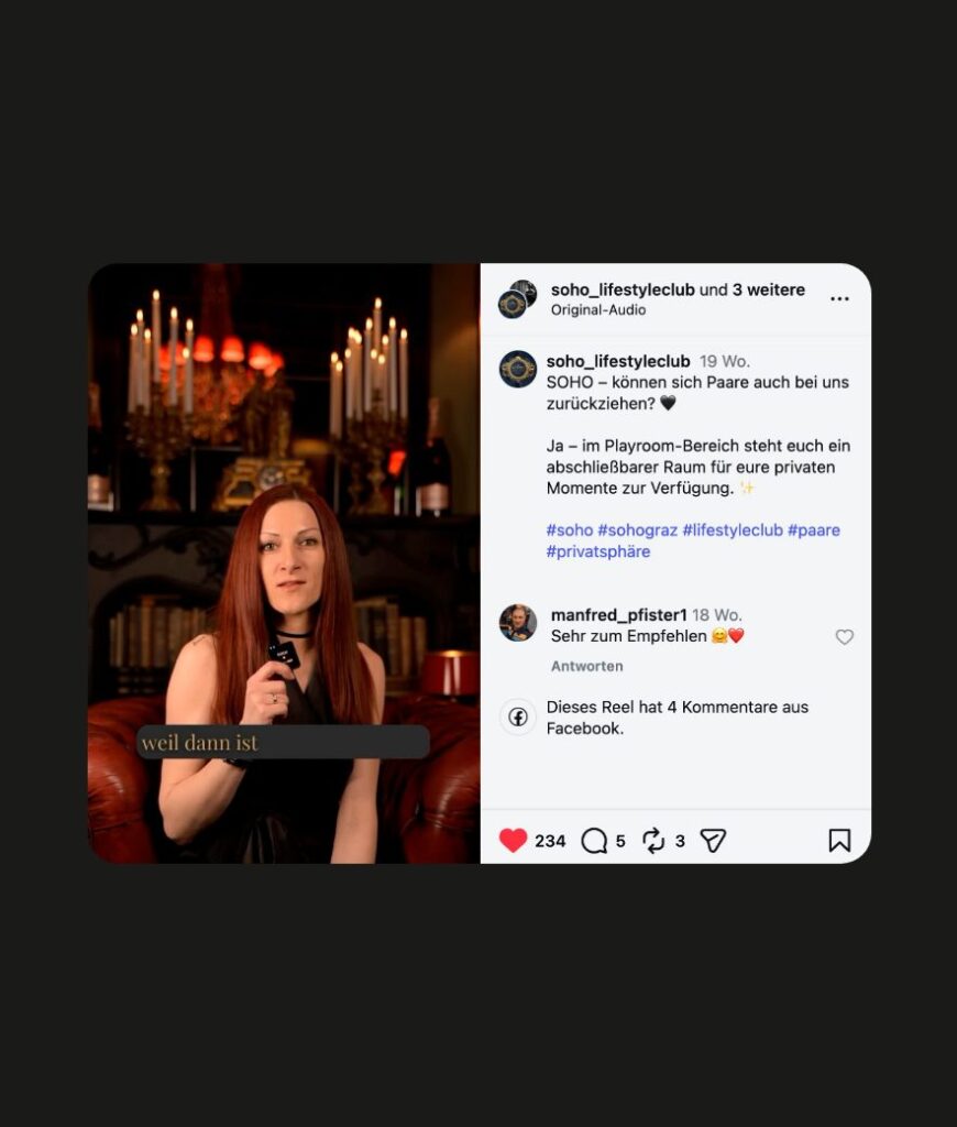 Lifestyleclub Soho Graz: Videodreh für Social-Media-Content