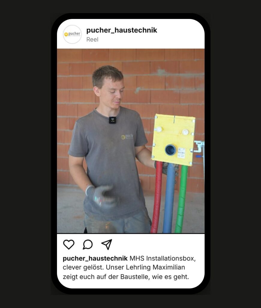 Instagram-Reel von Pucher Haustechnik von der Baustelle