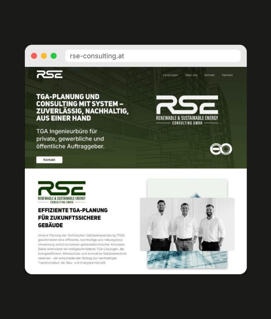Website der RSE Consulting GmbH