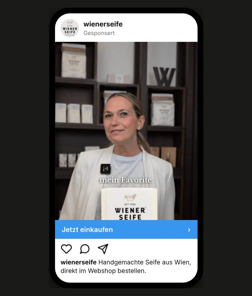 Instagram-Anzeige der Wiener Seife mit UGC-Video